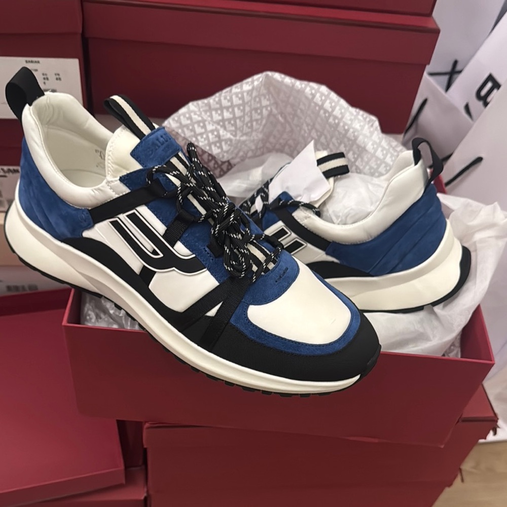 Bally Blue and White Sneakers with Chunky Silhouette